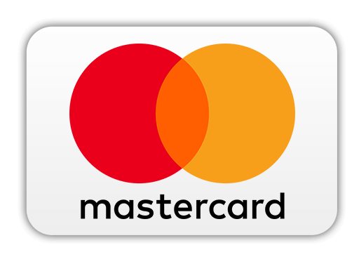 Mastercard-Logo mit sich überlappenden roten und gelben Kreisen über dem Wort "Mastercard" auf weißem Hintergrund.