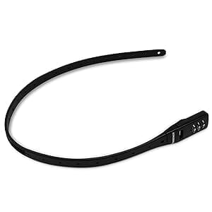 Das extrem leichte Zahlenschloss "Valencia" ist ein flexibles, schwarzes Fahrradschloss mit schlankem, gebogenem Design und Zahlenrollen am Ende.